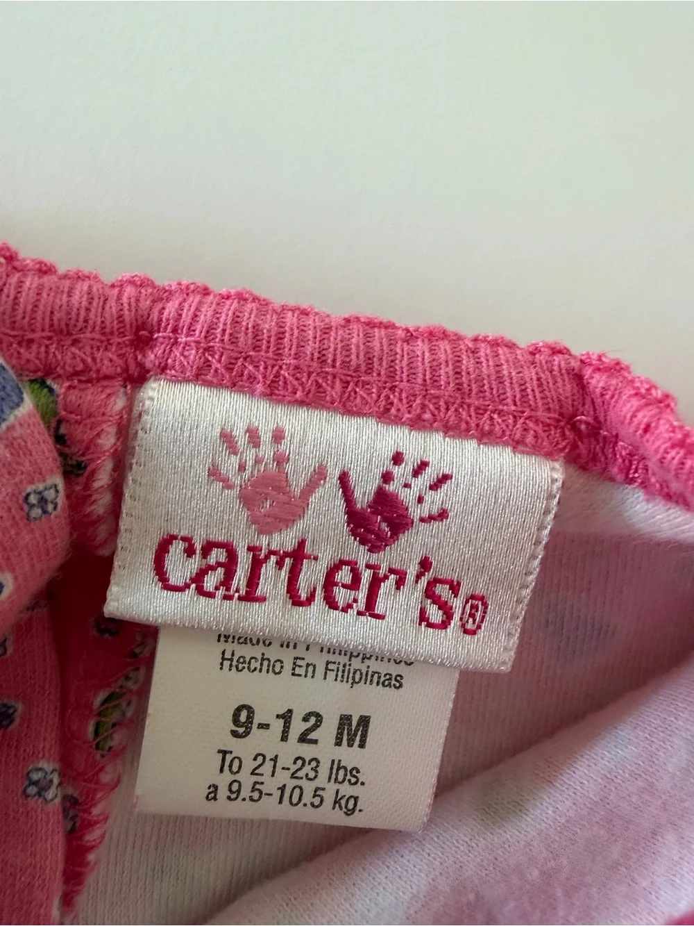 Vintage Carters Pink Garden Print Romper Baby Girl 9 Months 100% Cotton